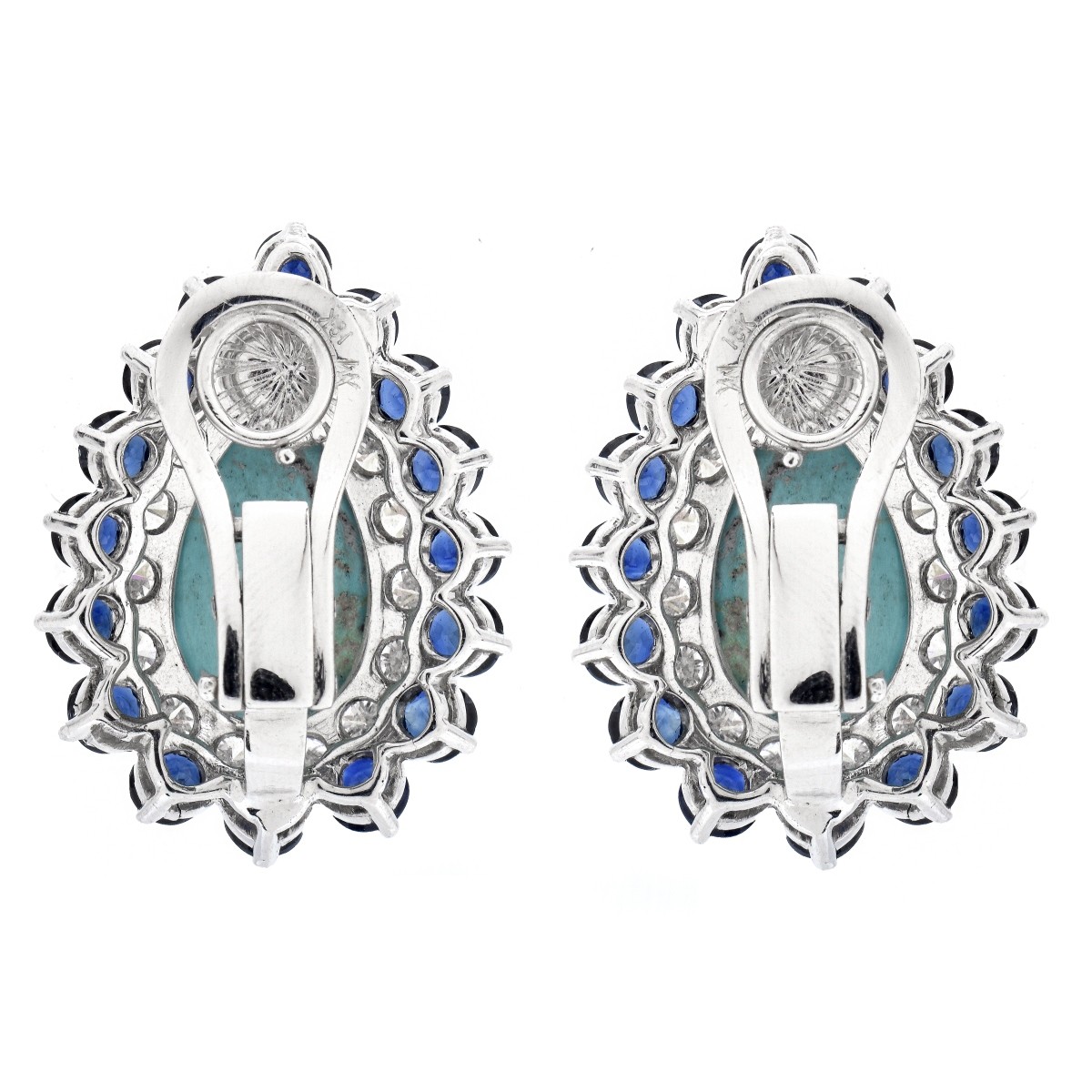 Diamond, Sapphire, Turquoise Earrings