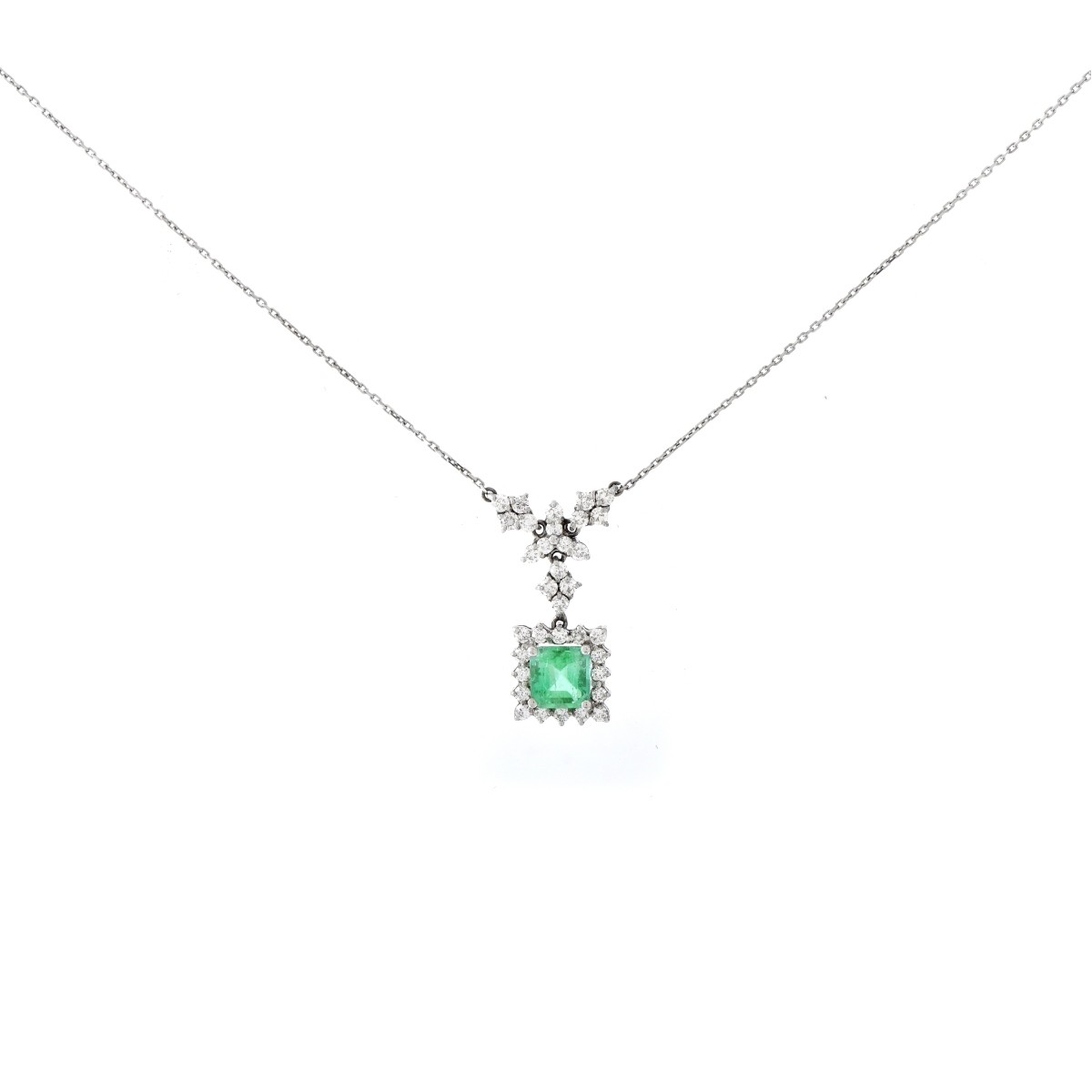 Emerald, Diamond and 18K Pendant Necklace