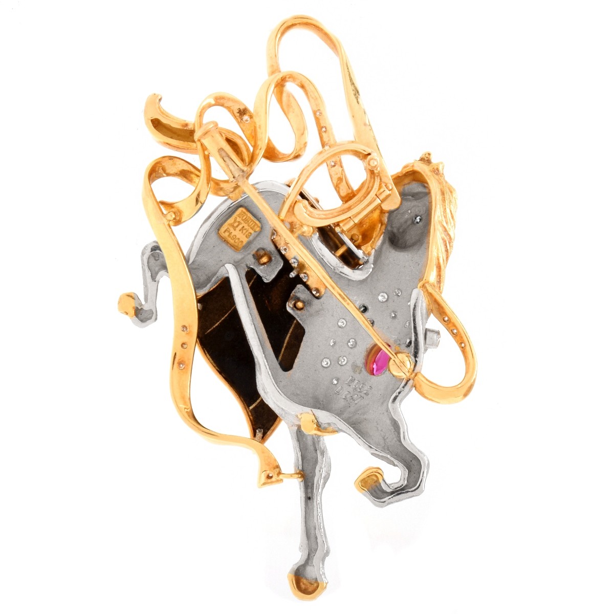 Nobuko Ishikawa Platinum Horse Brooch