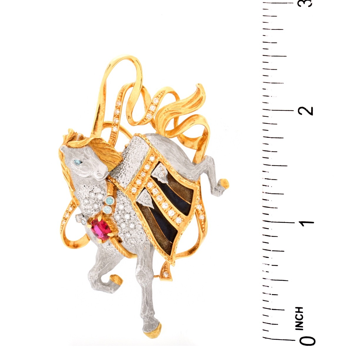 Nobuko Ishikawa Platinum Horse Brooch