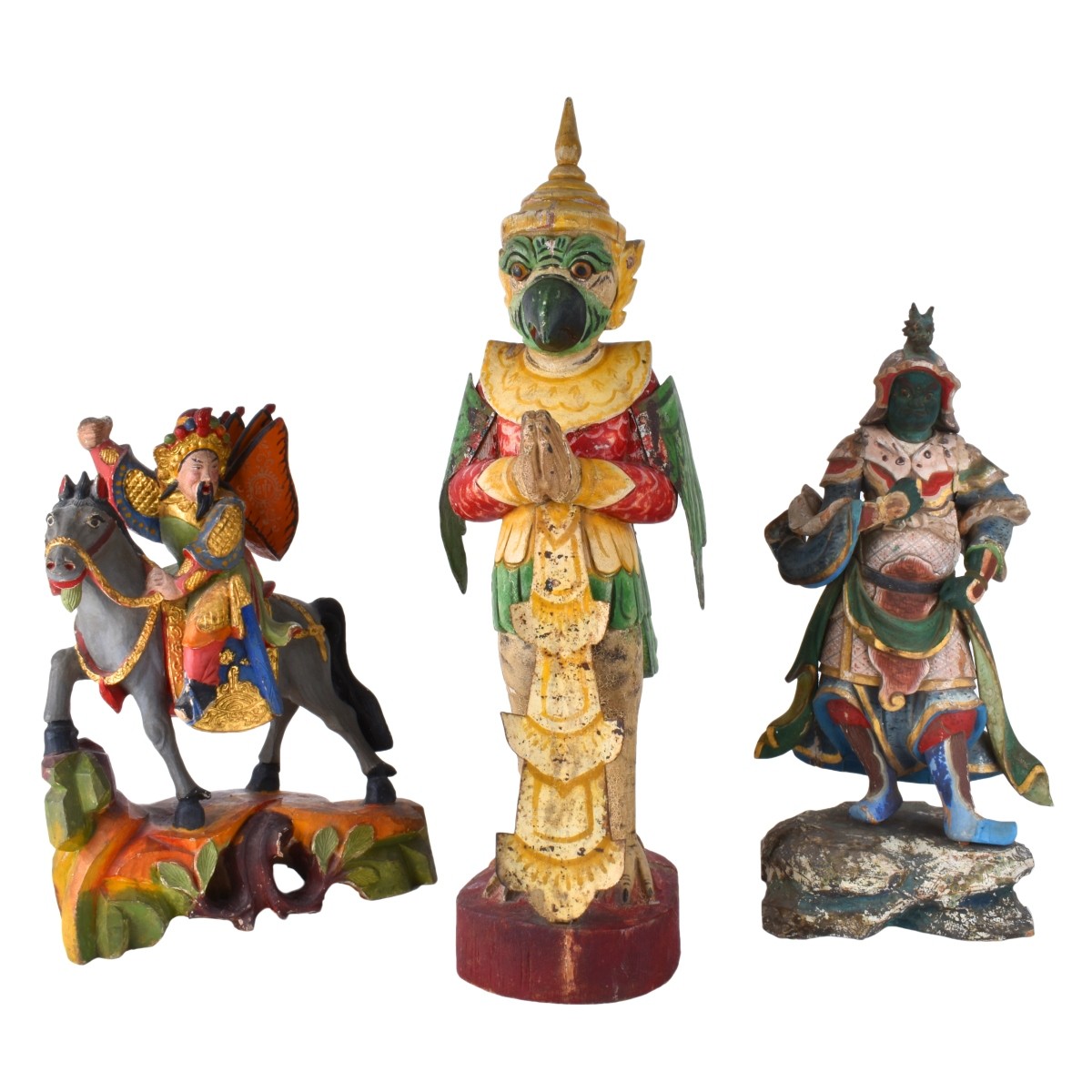 Three Wood Carved Figurines