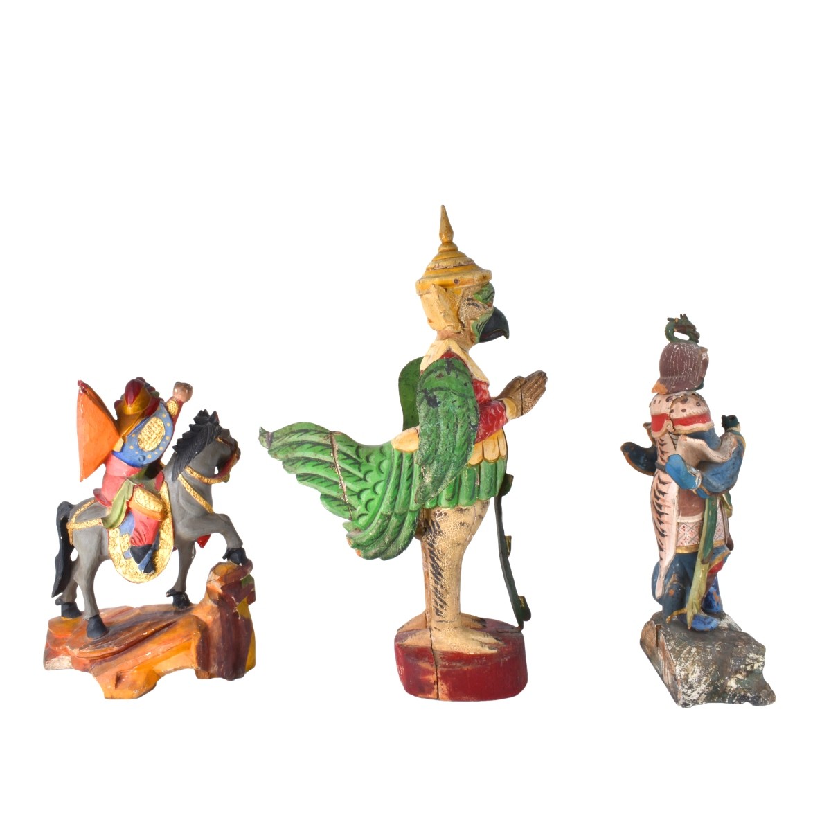 Three Wood Carved Figurines