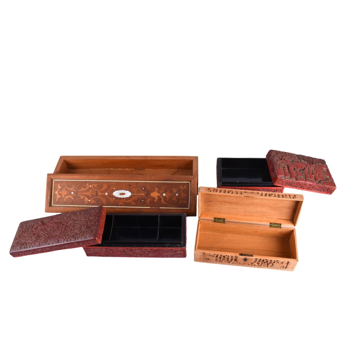Four Vintage Wooden Boxes