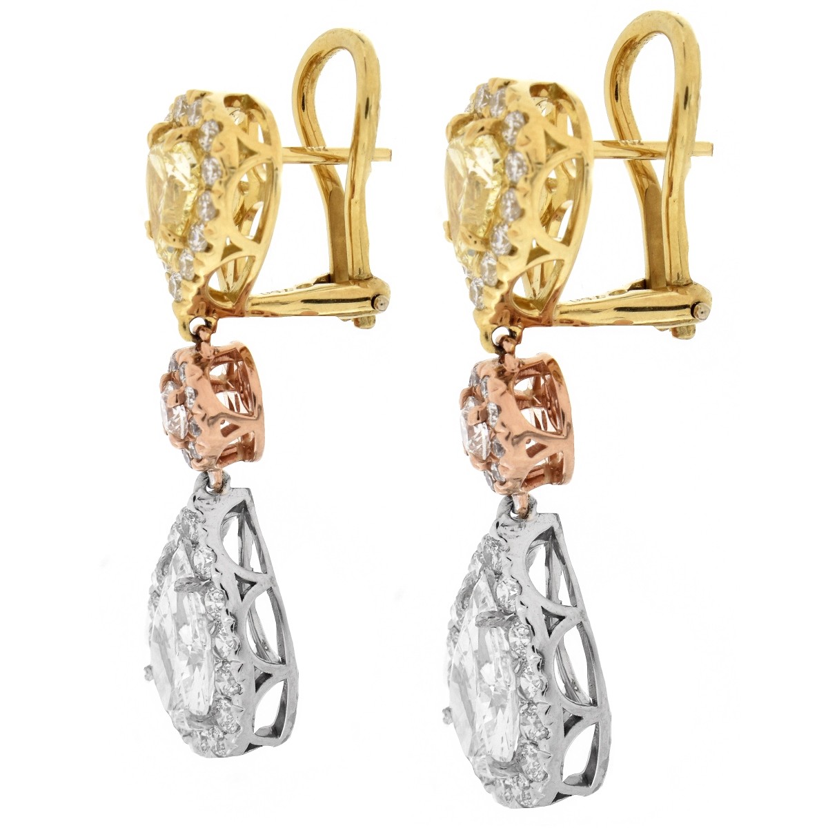 GIA 5.56ct TW Diamond and 18K Gold Earrings.