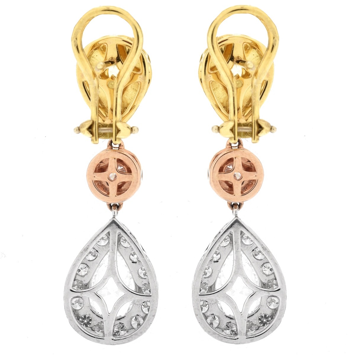 GIA 5.56ct TW Diamond and 18K Gold Earrings.