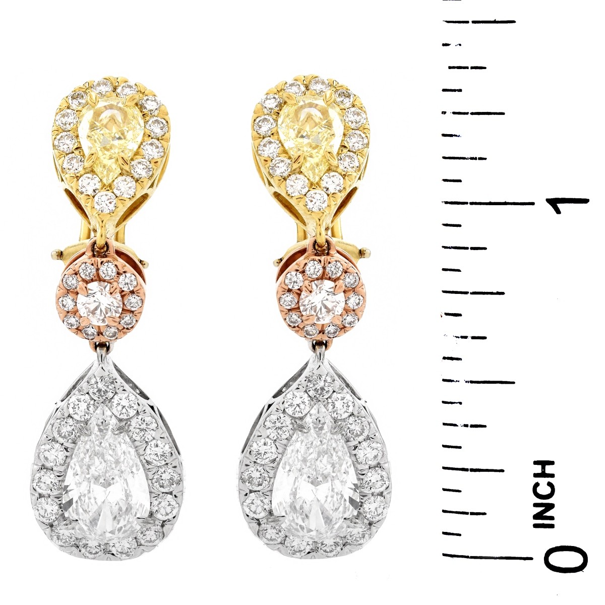 GIA 5.56ct TW Diamond and 18K Gold Earrings.