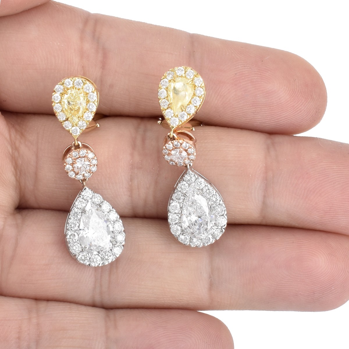 GIA 5.56ct TW Diamond and 18K Gold Earrings.