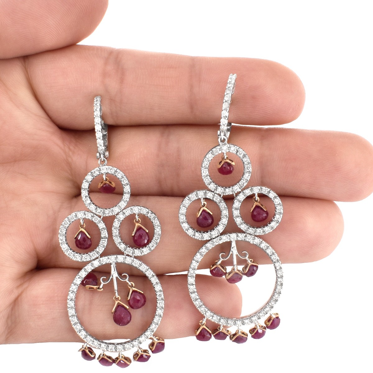 Ruby, Diamond and 18K Earrings