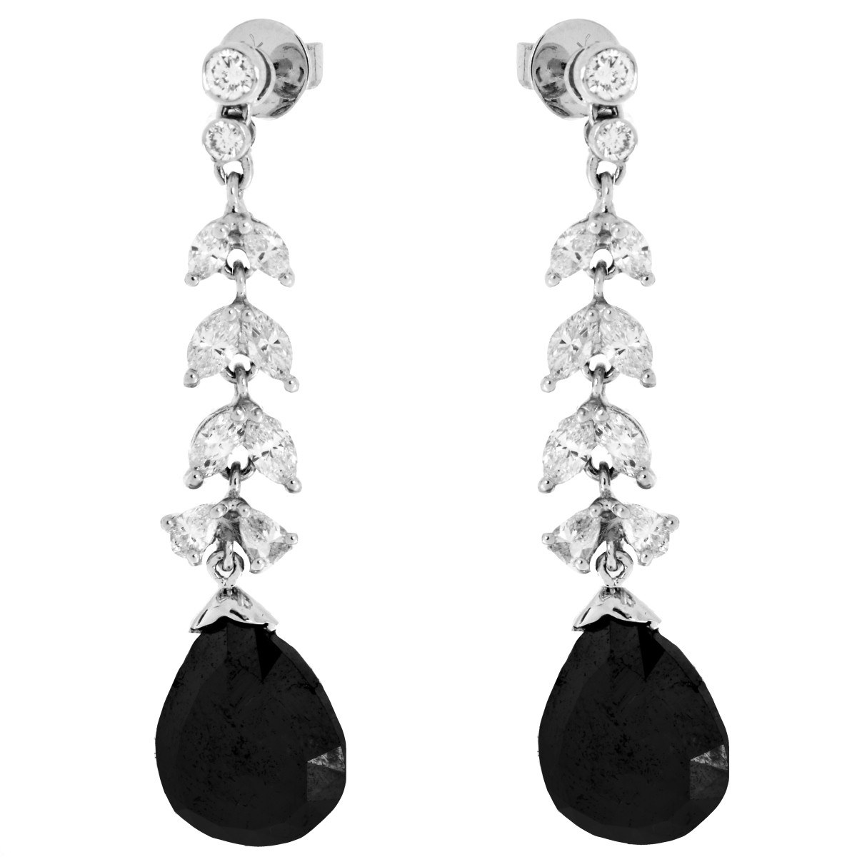 Black Diamond and 18K Gold Earrings