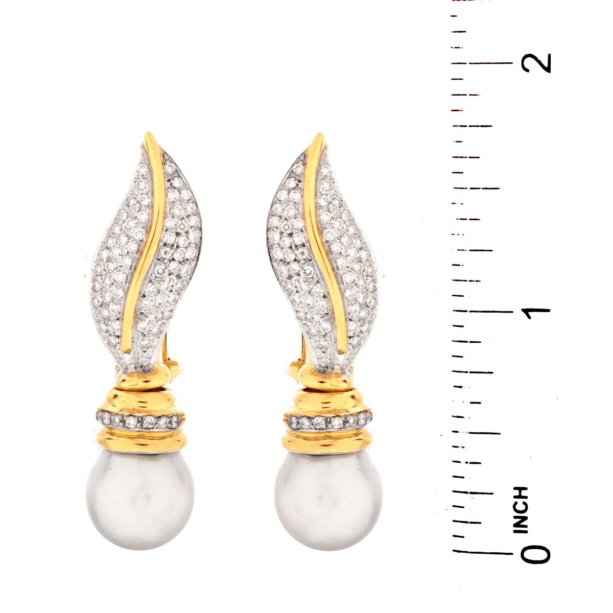 Diamond, Pearl and 18K Earrings