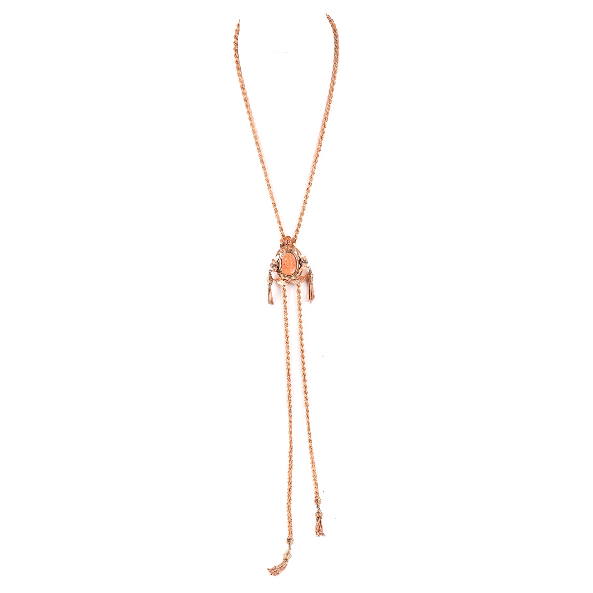 Antique Coral and 14K Gold Necklace