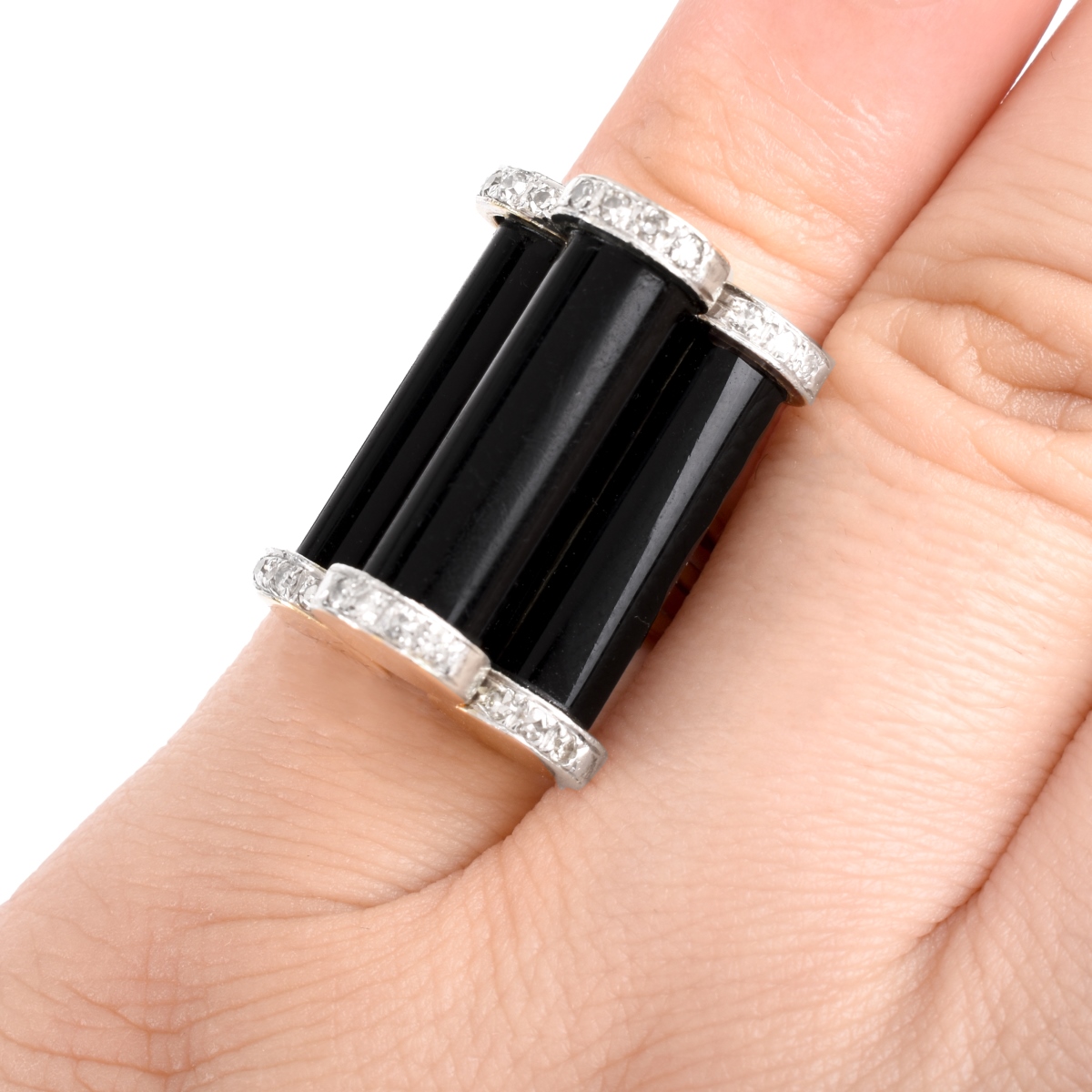 Vintage Diamond, Onyx and 14K Ring