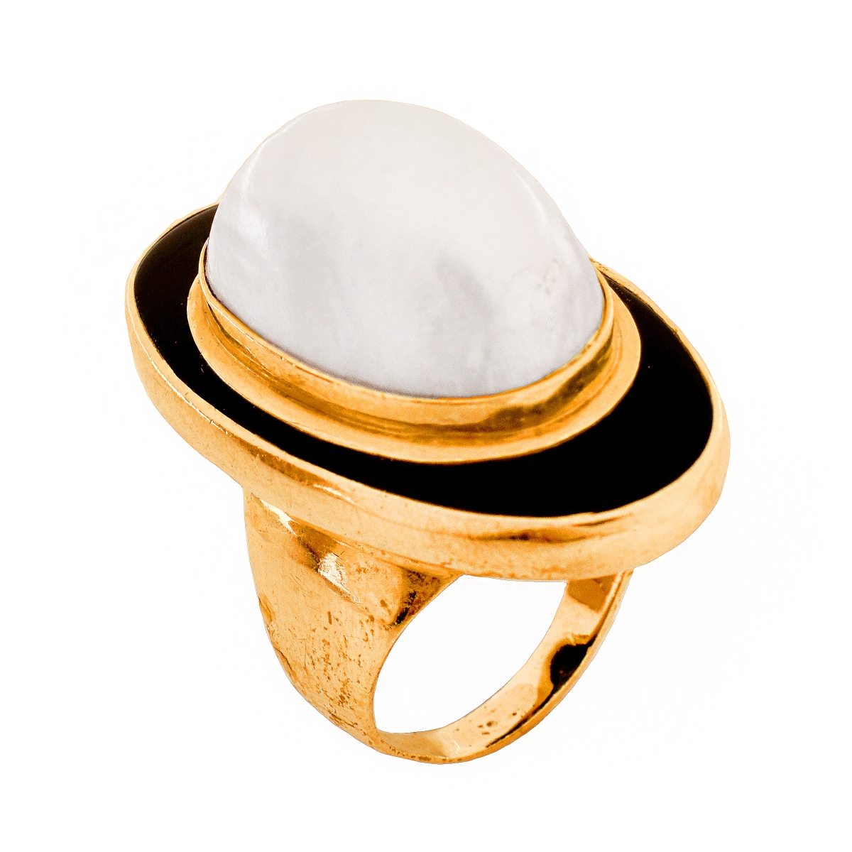 Mabe Pearl, Onyx and 14K Ring