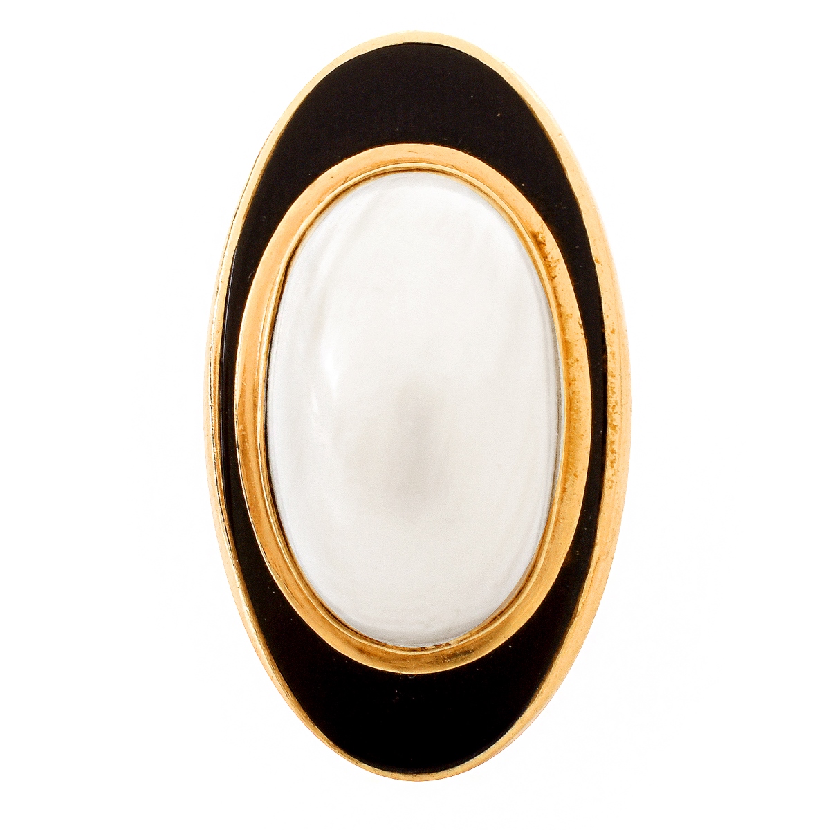 Mabe Pearl, Onyx and 14K Ring