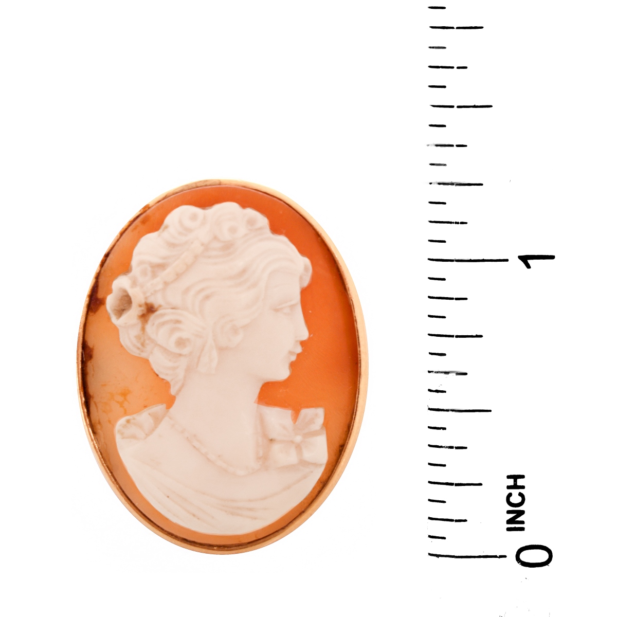 Carved Shell Cameo and 14K Ring