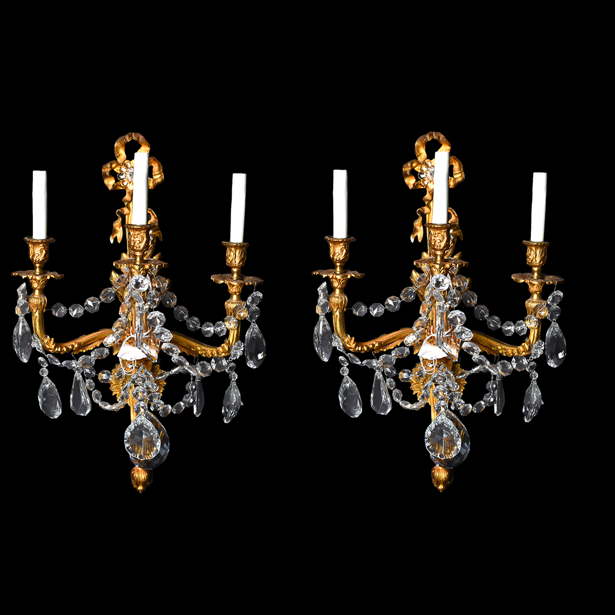 Pair Gilt Bronze Sconces