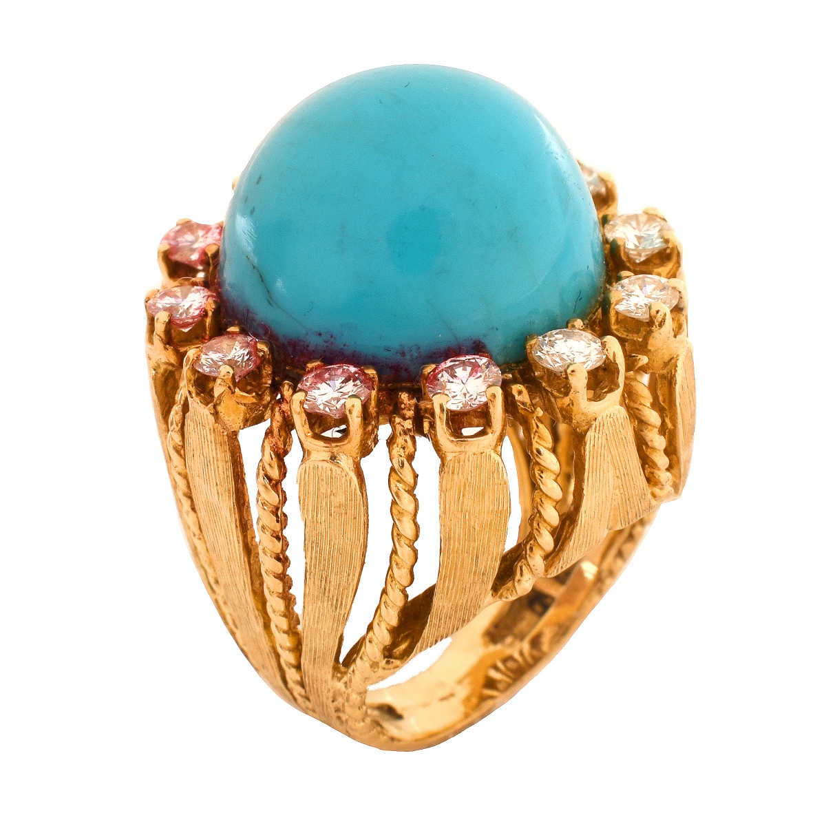 Vintage Turquoise, Diamond and 14K Ring