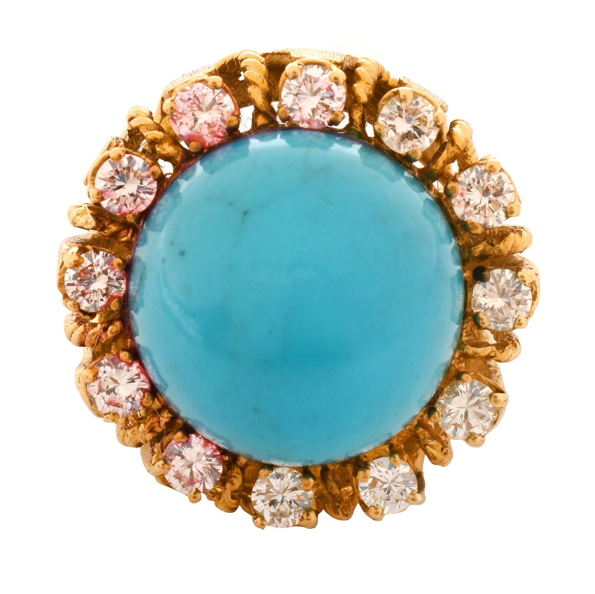 Vintage Turquoise, Diamond and 14K Ring