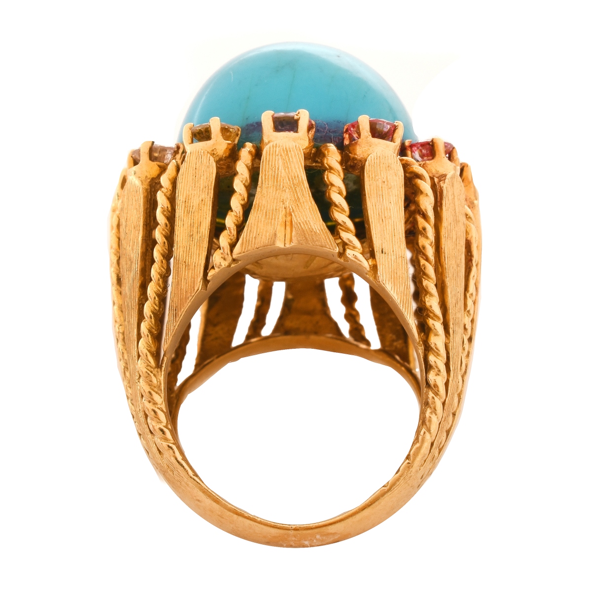 Vintage Turquoise, Diamond and 14K Ring