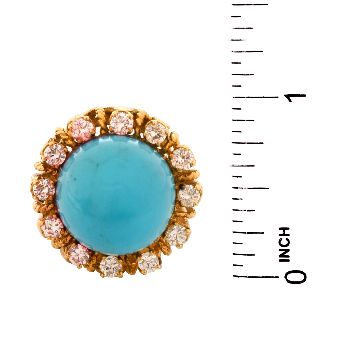 Vintage Turquoise, Diamond and 14K Ring