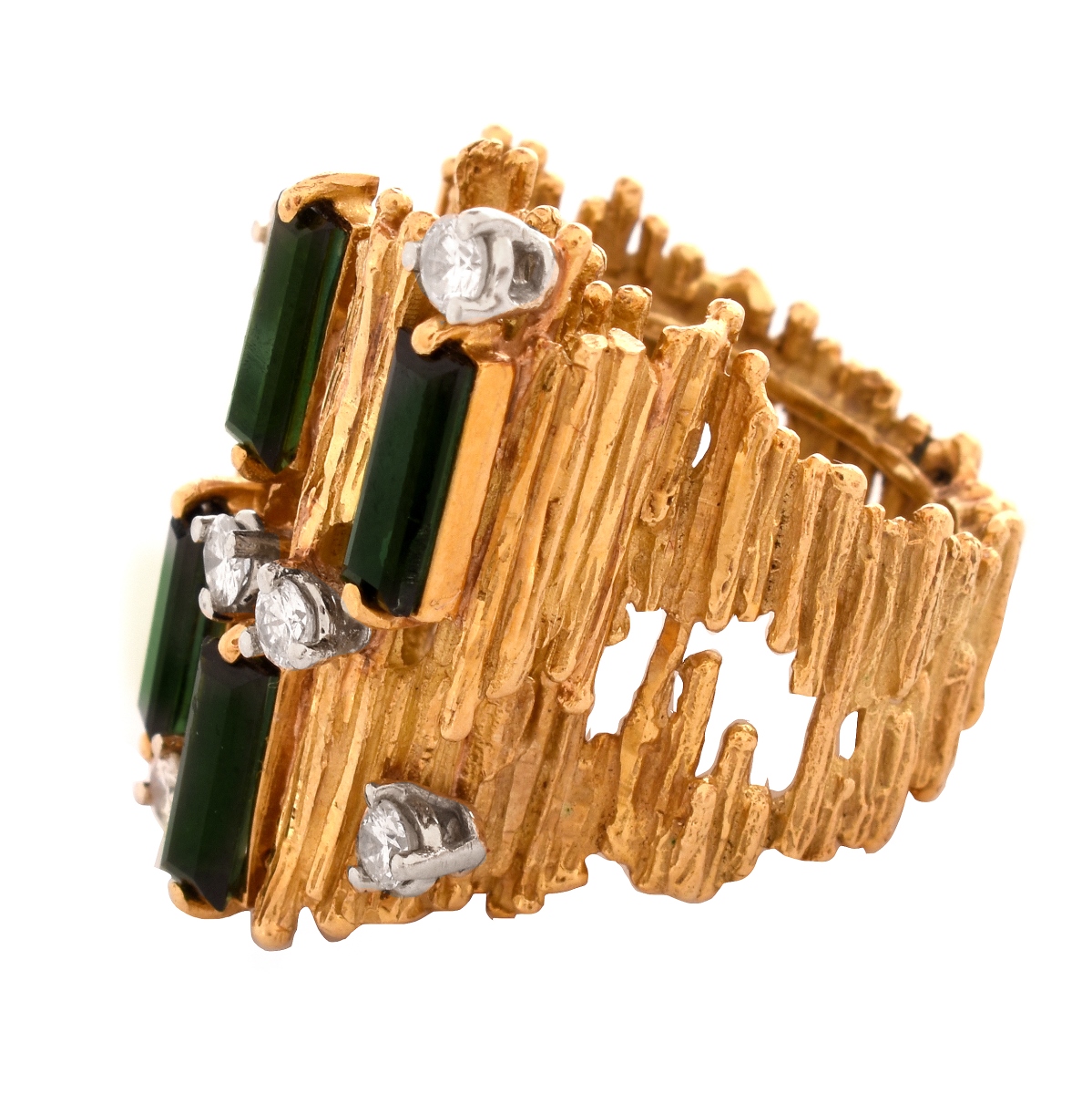 Retro Tourmaline, Diamond and 18K Ring