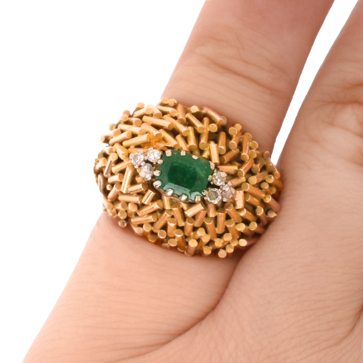 Emerald, Diamond and 18K Ring