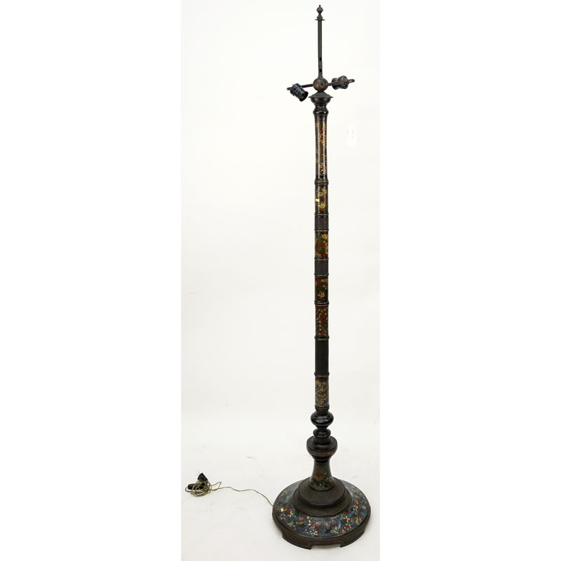 Japanese Bronze and Champleve Floor Lamp.