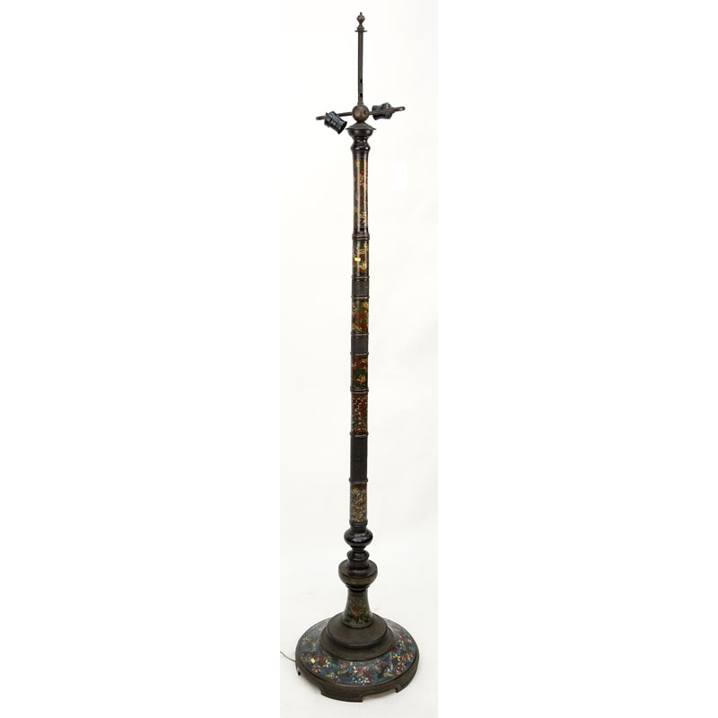 Japanese Bronze and Champleve Floor Lamp.