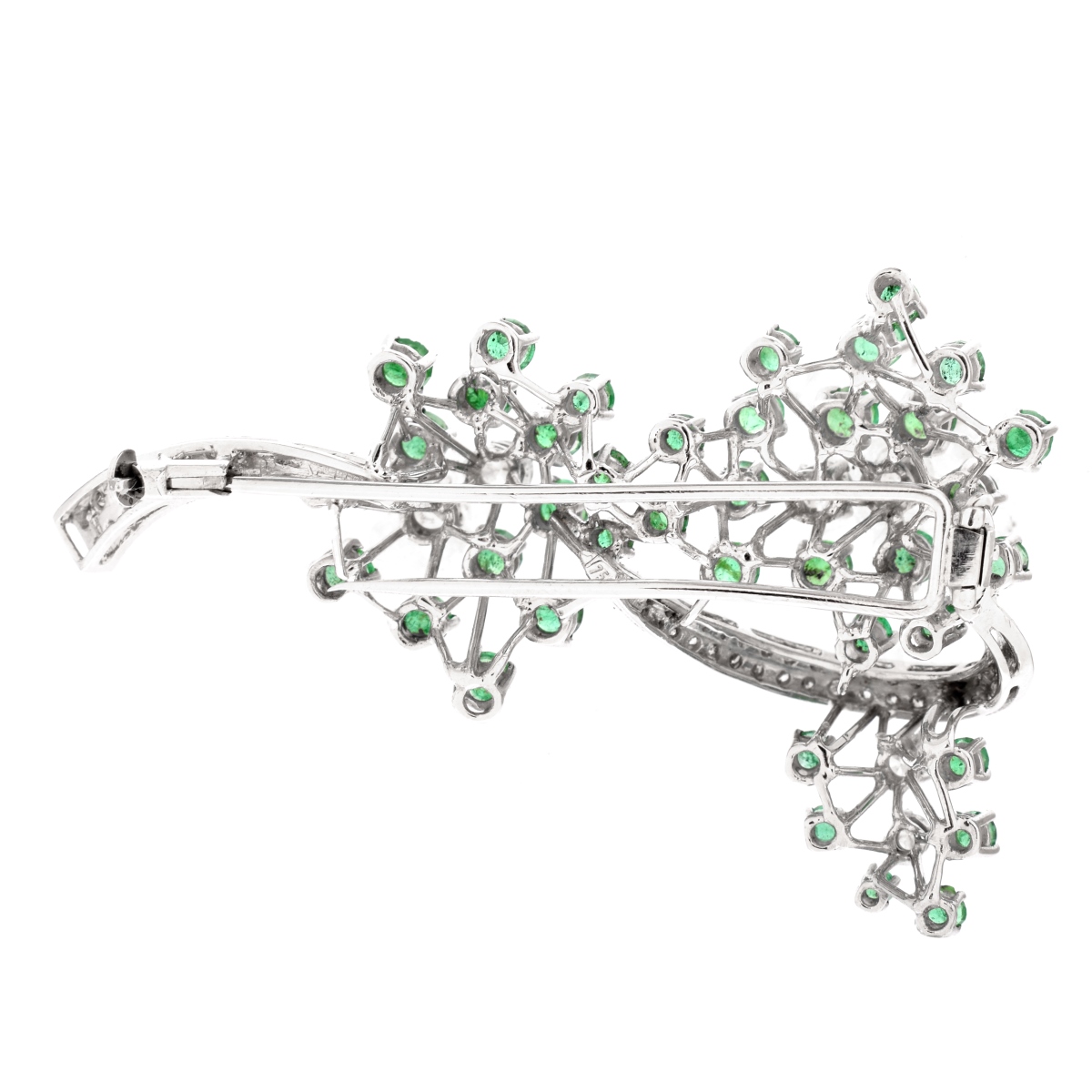 Vintage Emerald, Diamond and 18K Brooch