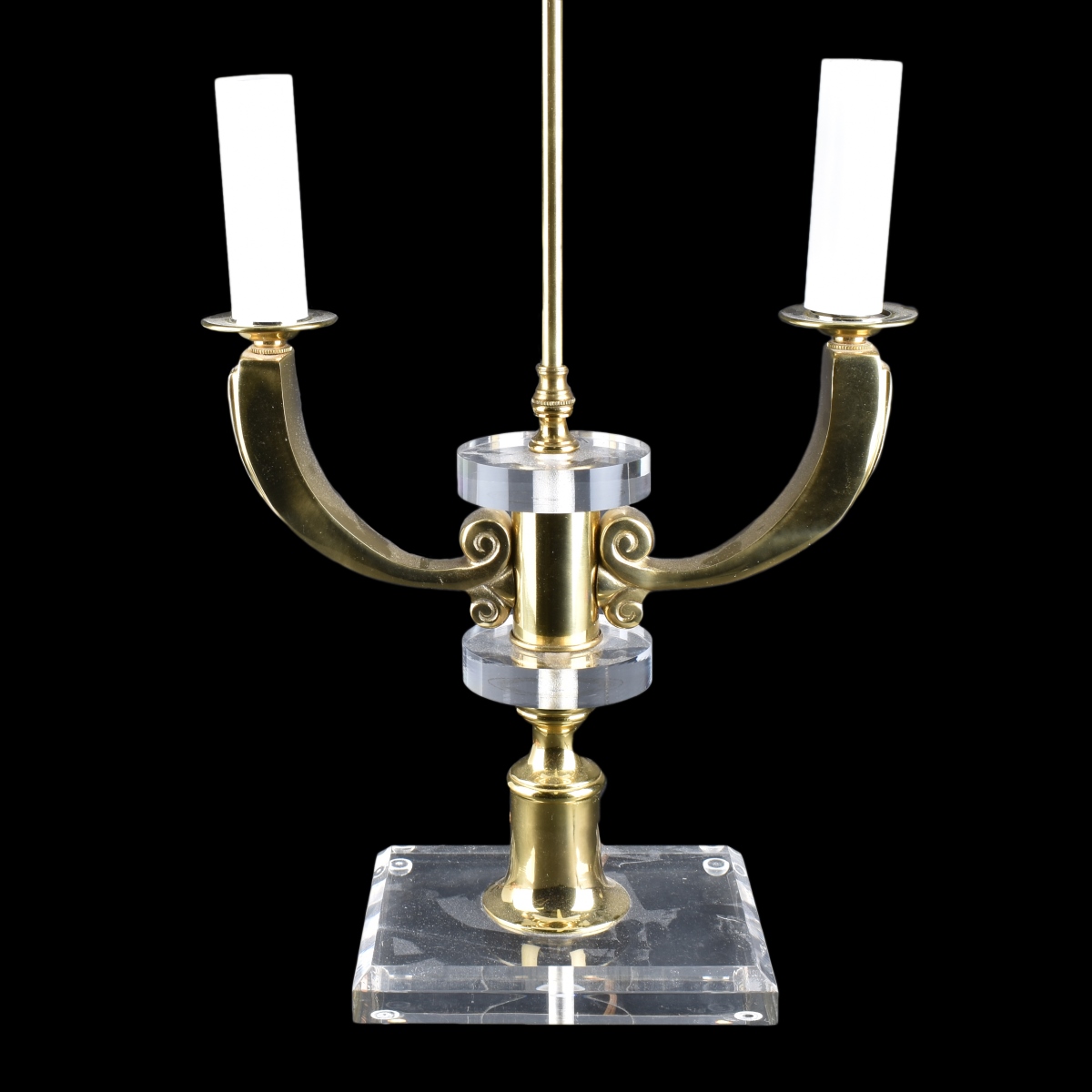 Pair Brass & Lucite Lamps