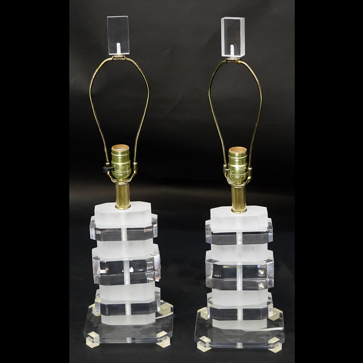 Pair Lucite Lamps