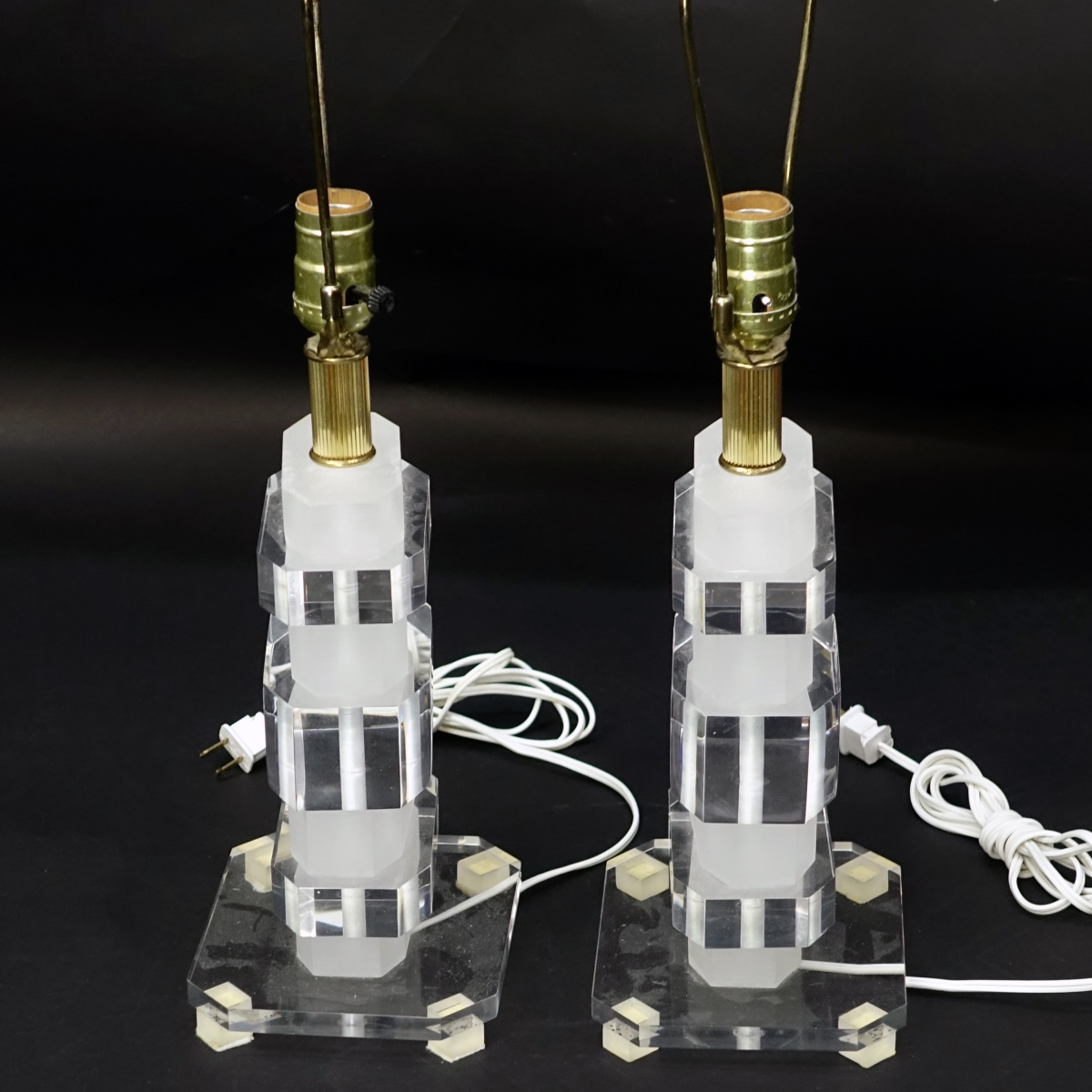 Pair Lucite Lamps