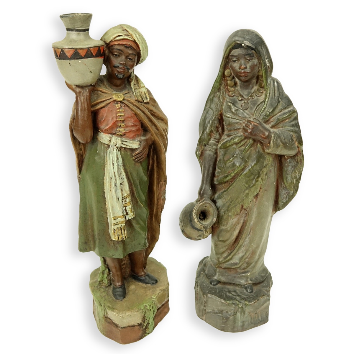 Two Vintage Polychrome Pottery Bedouin Figures