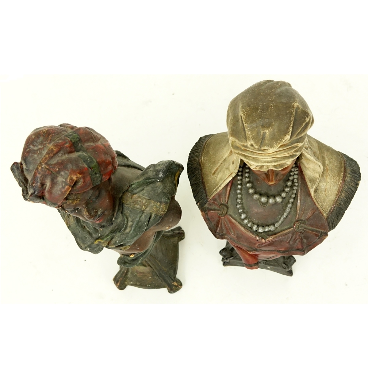 Two (2) Polychrome Pottery Orientalist Figures