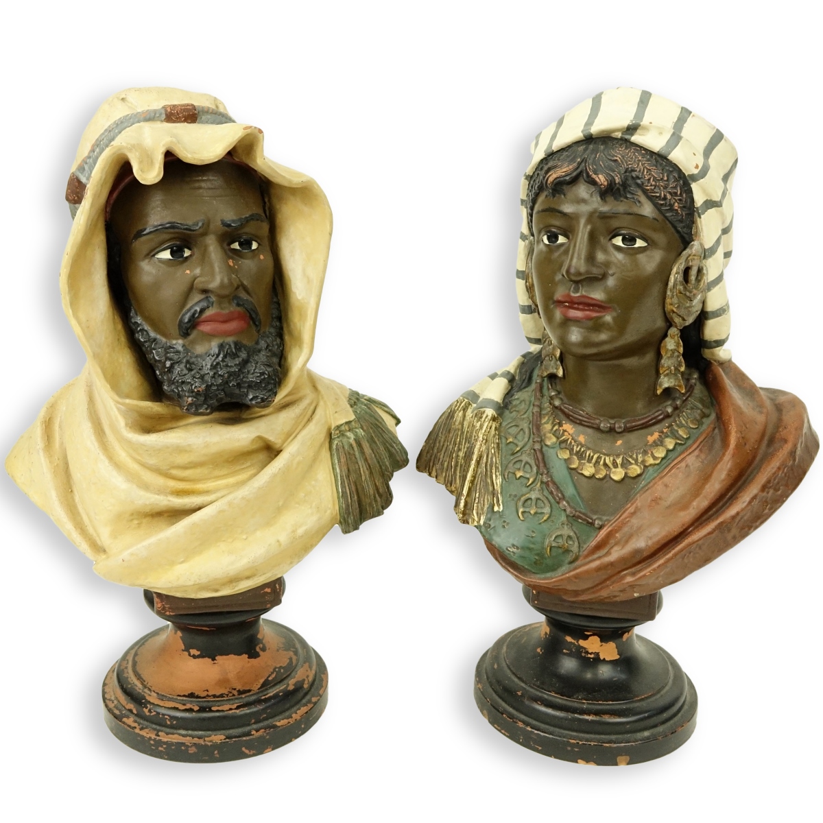 Pair of Polychrome Terracotta Orientalist Figures