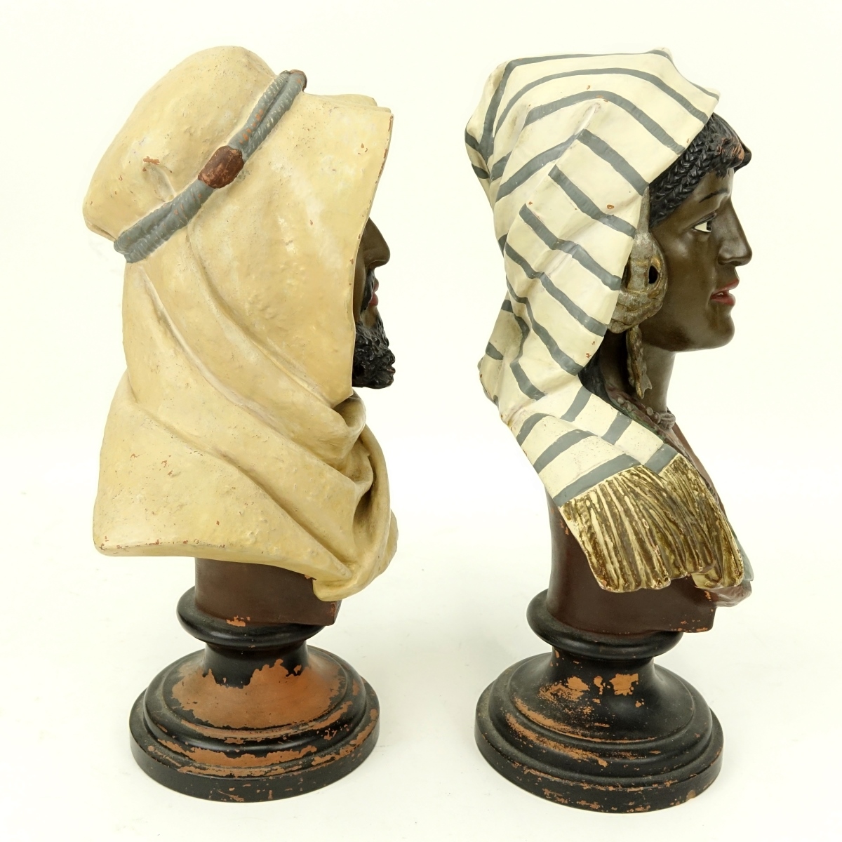 Pair of Polychrome Terracotta Orientalist Figures