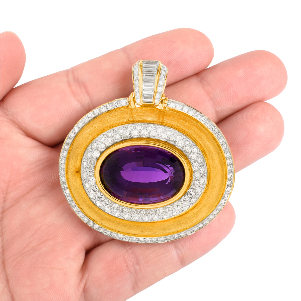 Amethyst, Diamond and 18K Pendant