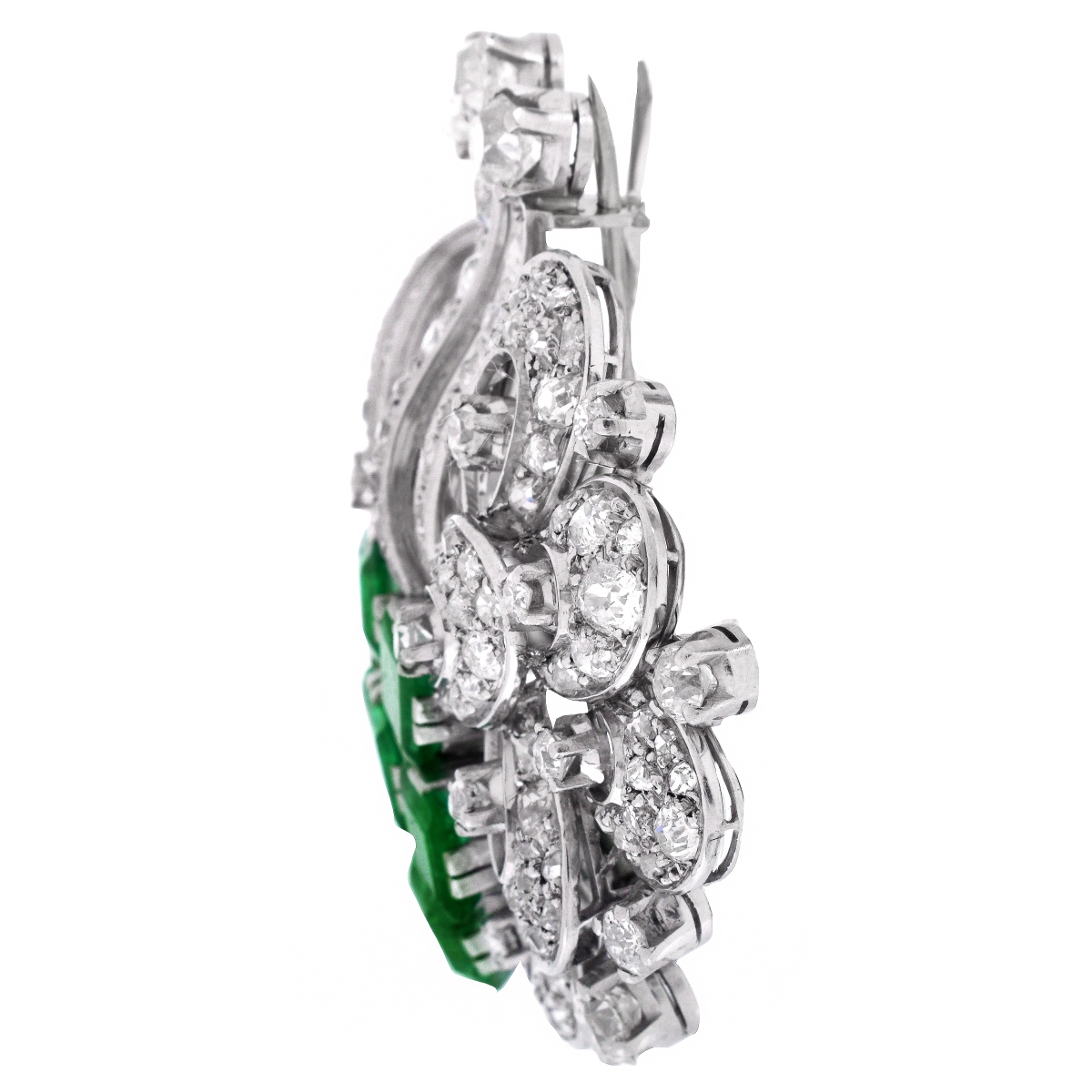 Art Deco Diamond and Emerald Brooch