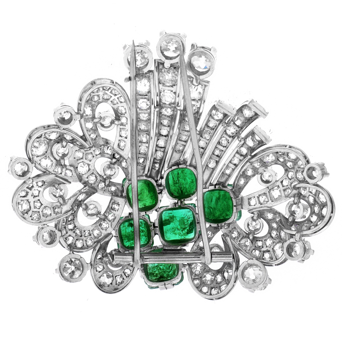 Art Deco Diamond and Emerald Brooch