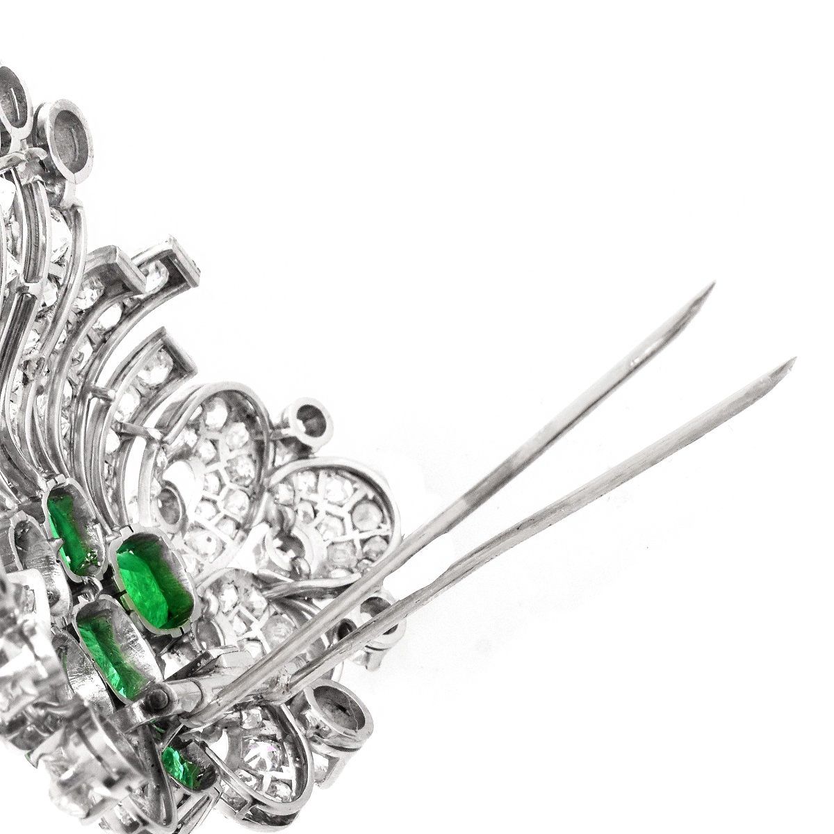 Art Deco Diamond and Emerald Brooch