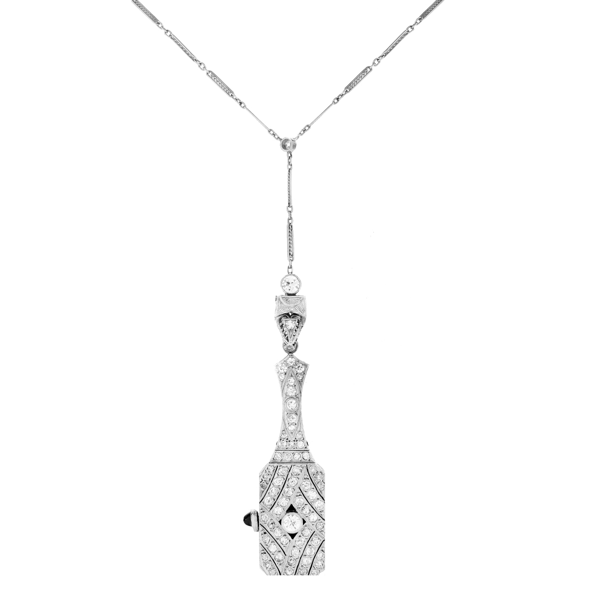 Diamond and Platinum Pendant Watch