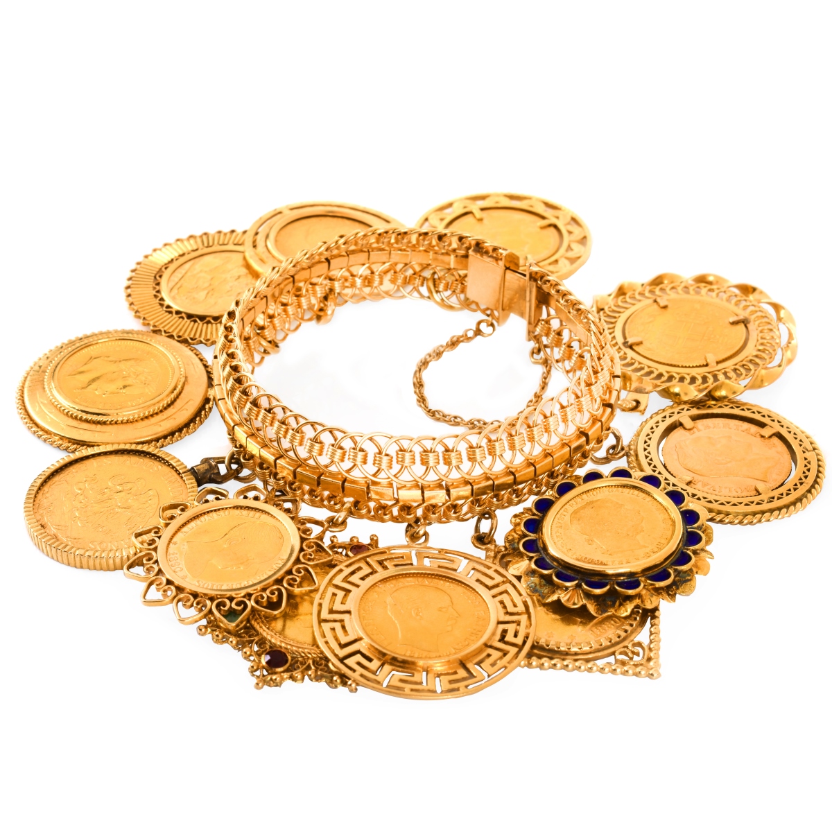 Vintage Gold Coin Charm Bracelet