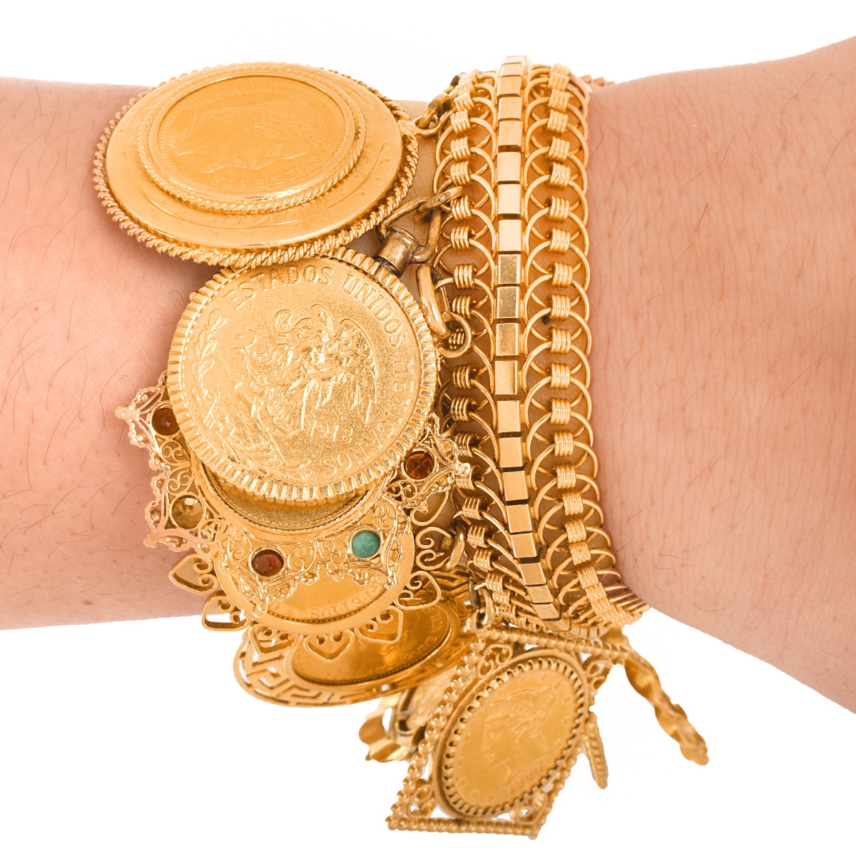 Vintage Gold Coin Charm Bracelet