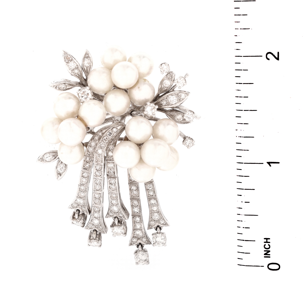 Vintage Diamond, Pearl and 14K Brooch