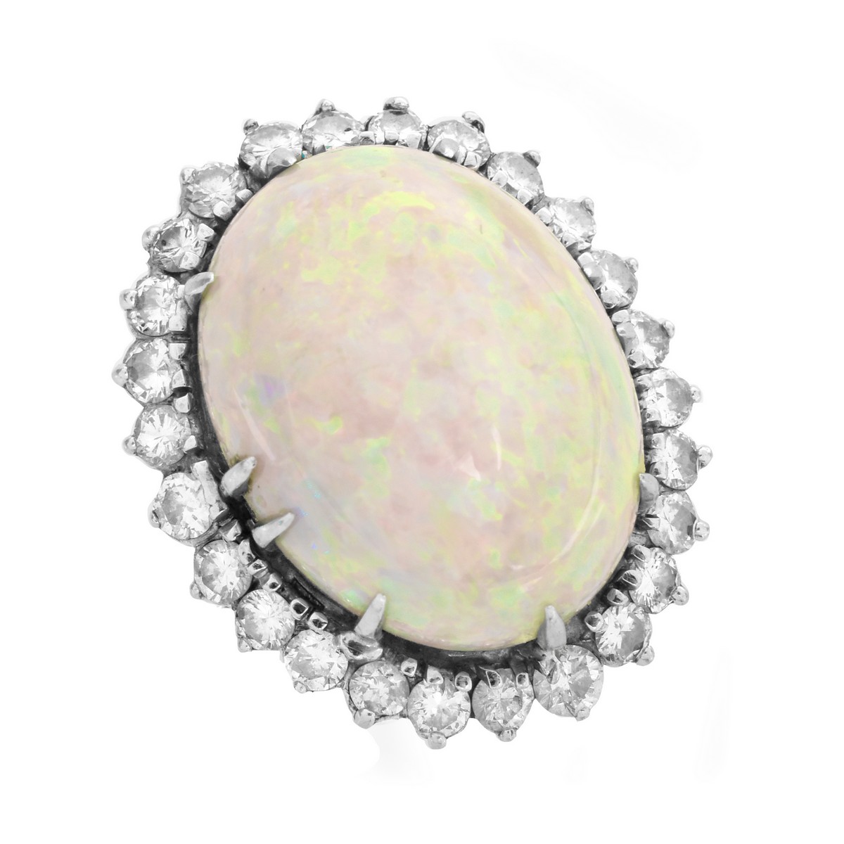 Vintage Opal, Diamond and 14K Ring