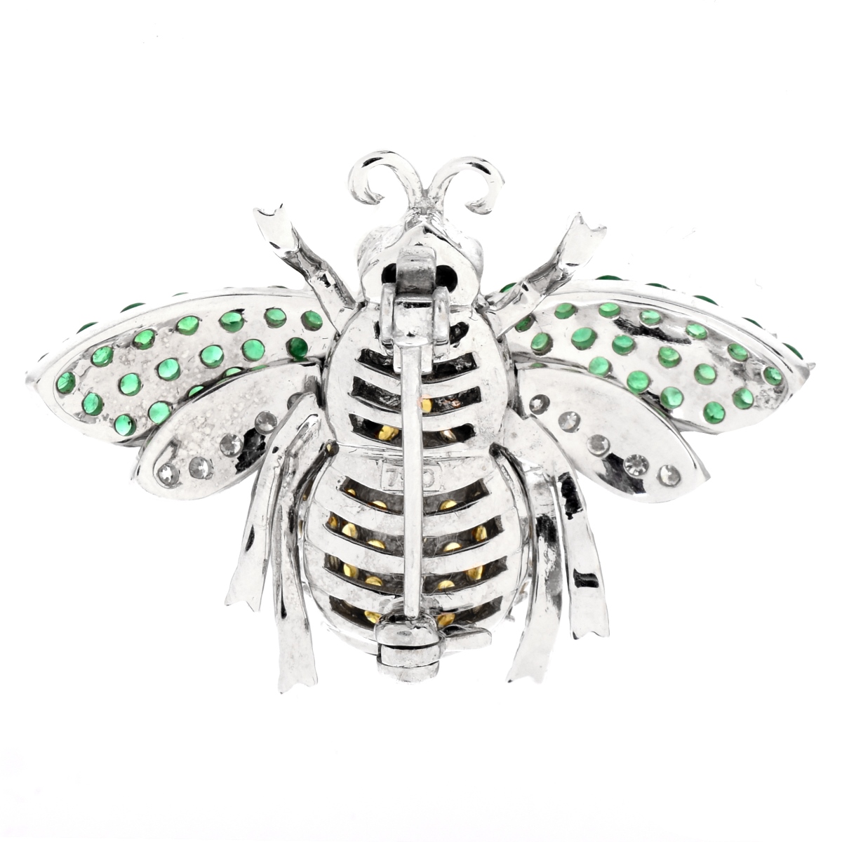 Sapphire, Emerald, Diamond Bug Brooch