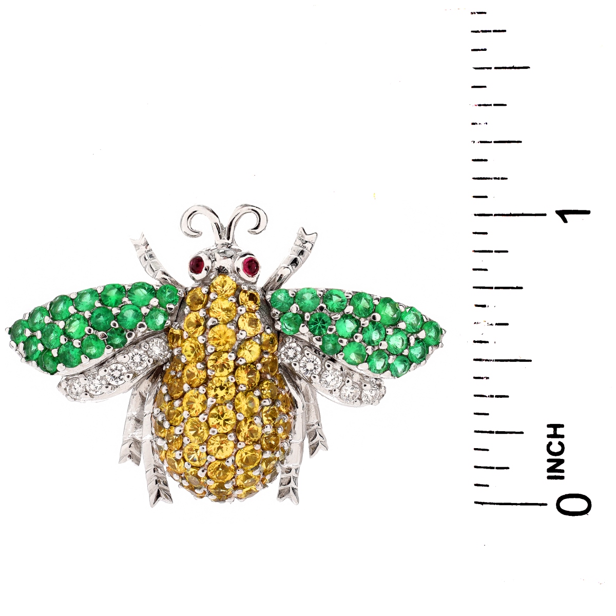 Sapphire, Emerald, Diamond Bug Brooch