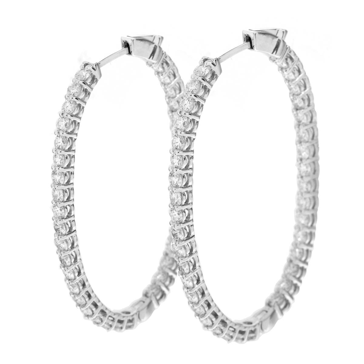 Diamond and 14K Hoop Earrings