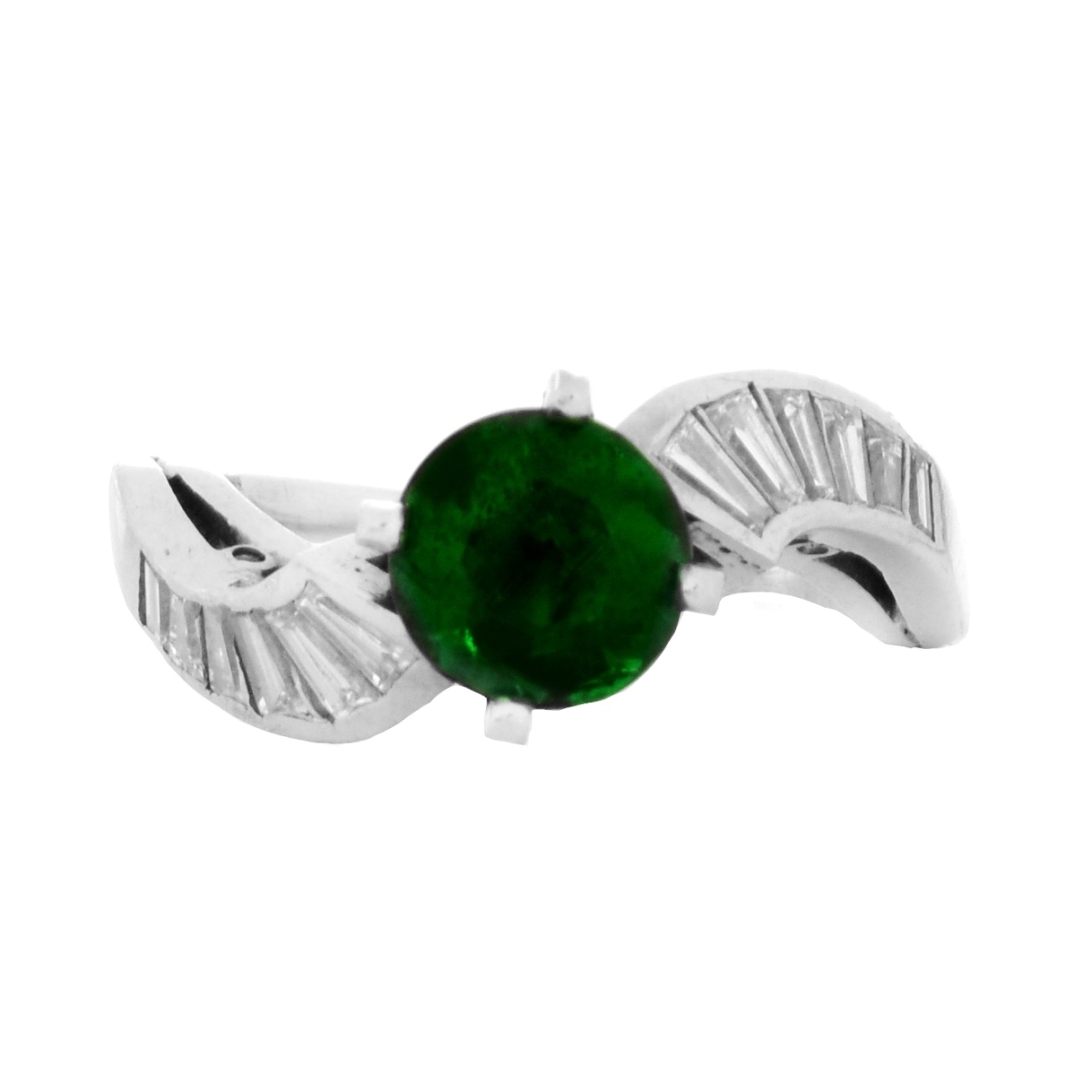 Vintage Emerald, Diamond and Platinum Ring