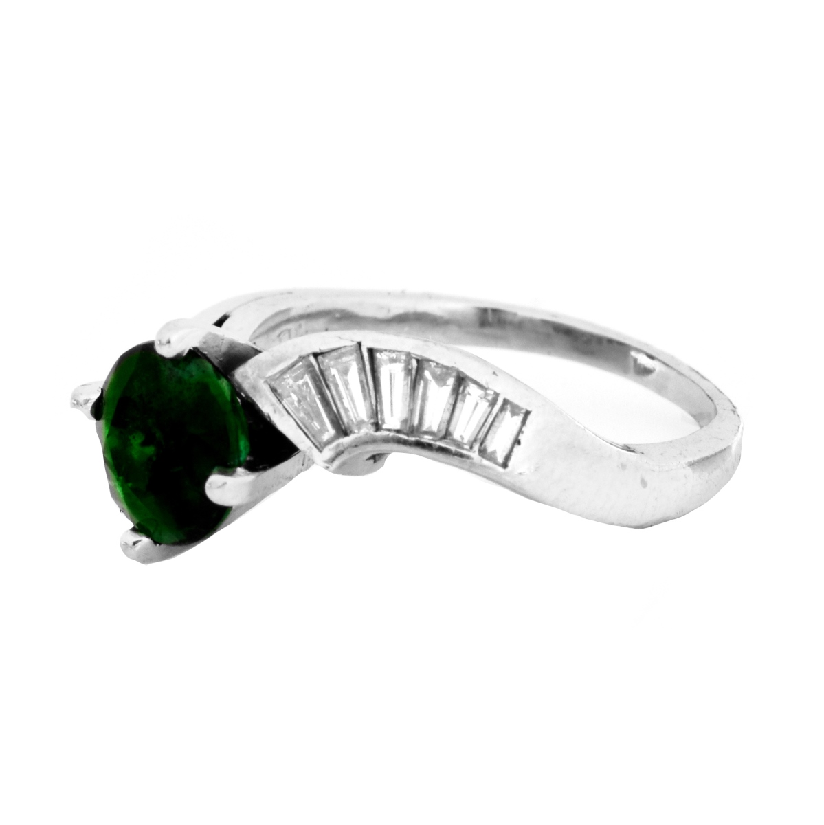 Vintage Emerald, Diamond and Platinum Ring